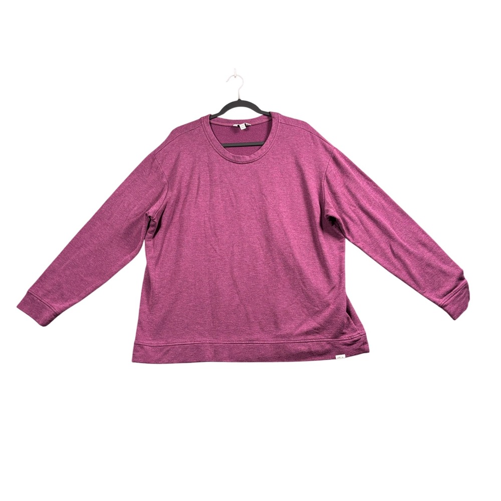 Orvis Fleece Crewneck Sweatshirt Womens XL Purple Heathered Cozy Lounge Pullover